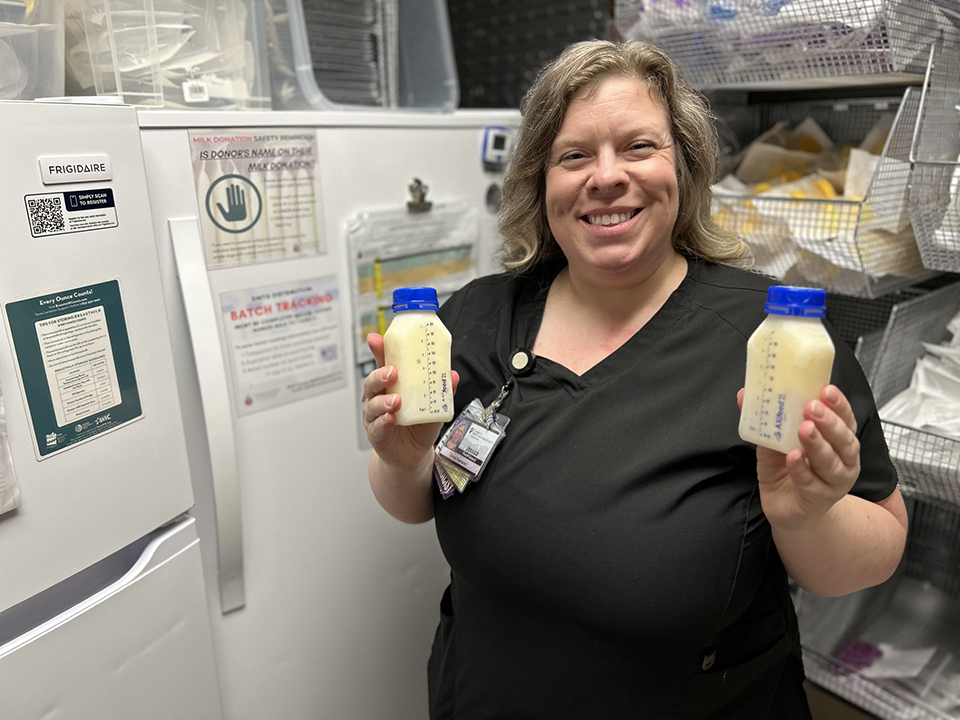 Jessica Noteware with Donor Milk