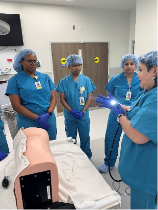 Residents practicing endoscopy