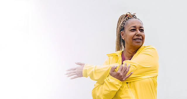African woman stretching